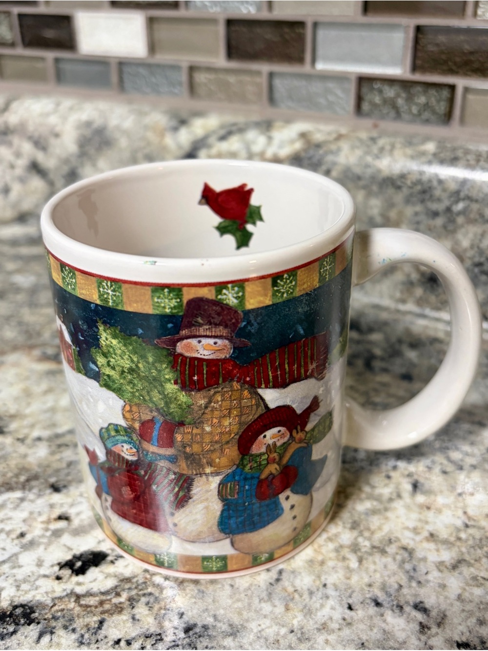 Vtg 90s Y2K "Magic of Christmas" Susan Winget Snowman Winter Coffee Cup Mug